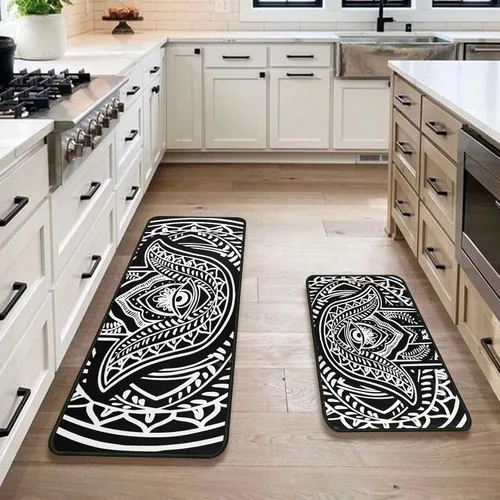 Miniatura 2 de Juego de 2 alfombras de cocina de mal de ojo, psicodélicas, antideslizantes, impermeables, cómodas, para decoración del hogar, sala de estar, 17 x