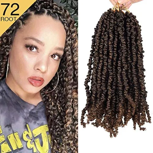 Miniatura 6 de Passion - Manojo de cabello de rizo pequeño, 24 raíces por paquete, 3 paquetes. Cabello pre-torcido para mujeres negras