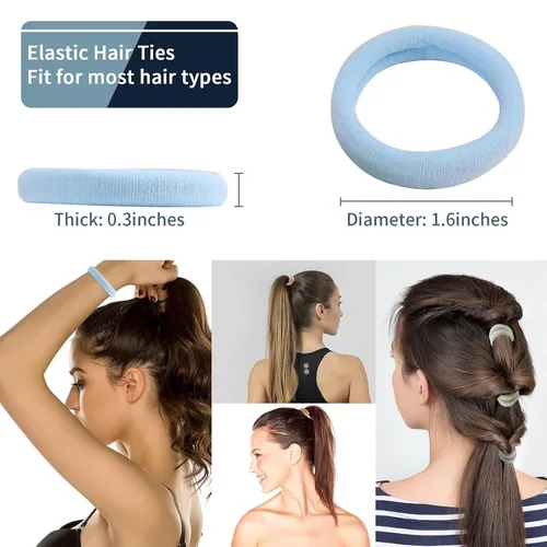 Miniatura 2 de 100 PCS Accesorios Elásticos para el Cabello - Bandas de Cabello de Algodón Sin Costuras, Sujetadores Suaves de Cola de Caballo para Cabello