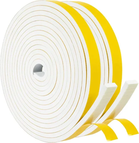 Miniatura 13 de Tira de sellado de puerta con aislamiento de espuma adhesiva fuerte para puertas y ventanas (blanco, 1/4 pulgadas x 1/16 pulgadas x 66 pies)