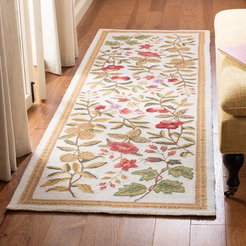 Miniatura 8 de SAFAVIEH Chelsea Collection - Alfombra decorativa de 1 pies 8 pulgadas x 2 pies 6 pulgadas, color negro, lana de campo francesa enganchada a mano