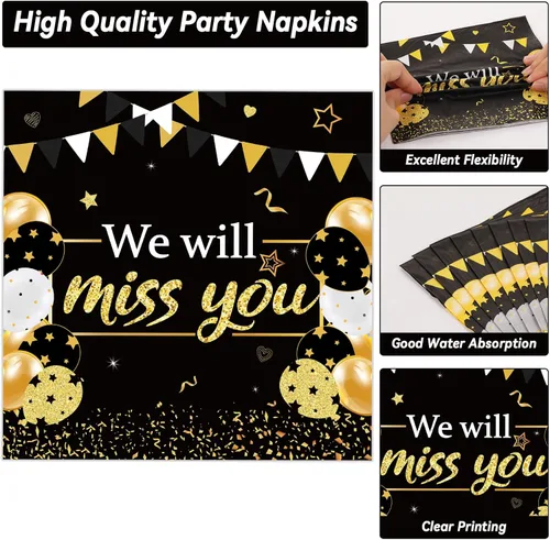 Miniatura 4 de 50 Invitados Lo Extrañaremos Platos y Servilletas Suministros de Fiesta Decoración de Despedida Juego Desechable de Vajilla de Pastel de Papel