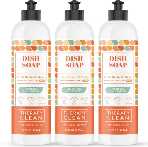 Miniatura 14 de Therapy Clean - Jabón para platos, fragancia 100% natural, líquido para lavar platos a base de plantas (Sal marina y eucalipto (calma y calma), 16