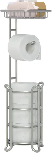 Miniatura 10 de Soporte para papel higiénico, dispensador de rollo de papel higiénico con estante para almacenamiento de baño, sostiene megarrollos de reserva