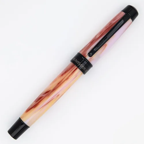 Monteverde Pluma estilográfica USA Prima Red Swirl - Punta media, resina hecha a mano, punta JoWo, recargable, caja de regalo de lujo