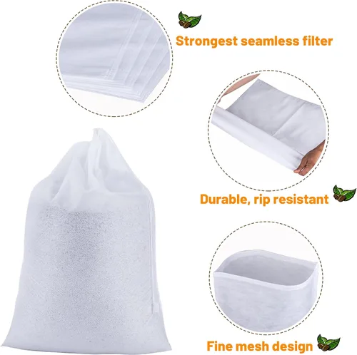 Miniatura 3 de Paquete de 100 filtros de café frío de 20 x 20 pulgadas, bolsa de filtro para café de hasta 5 libras, filtro de café de 5 galones