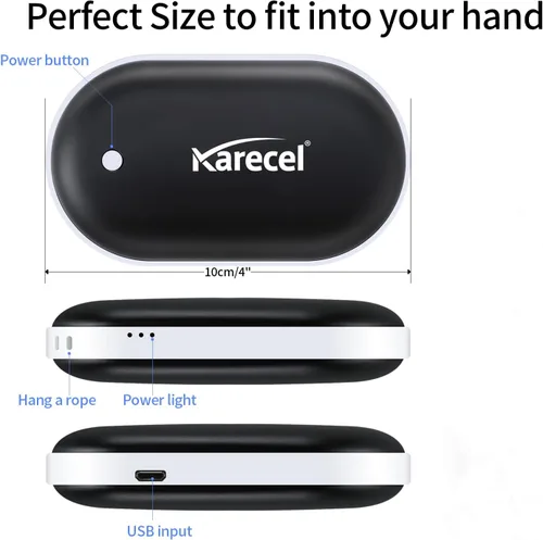 Miniatura 4 de Karecel - Calentador de manos recargable, calentador de manos eléctrico de 5200 mAh de doble cara con calentamiento instantáneo, banco de energía