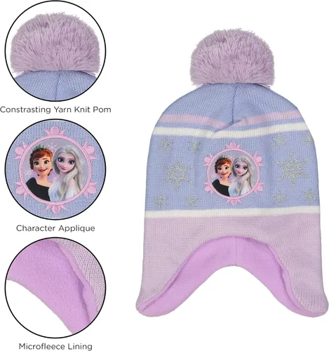Miniatura 3 de Disney Juego de gorro y guantes de invierno para niñas de 2 a 4 años o Frozen 2 con gorro Elsa Anna y guantes para niños de 4 a 7 años
