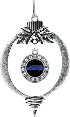 Miniatura 94 de Inspired Silver - Bonita bandera estadounidense - Adorno de Navidad plateado - Adorno de árbol de Navidad con dije circular con circonita cúbica