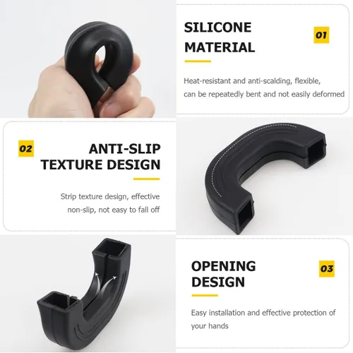 Miniatura 4 de DOERDO - Juego de 4 fundas de silicona antideslizantes, resistentes al calor, color negro