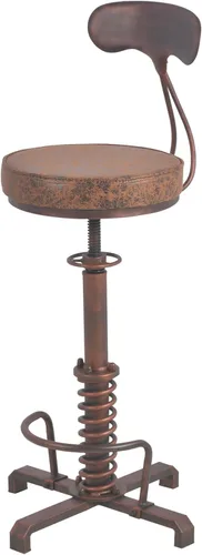 Miniatura 6 de Taburete de bar industrial con respaldo de metal, taburetes de café rústicos con asiento de cuero giratorio, silla de isla de cocina vintage, sillas