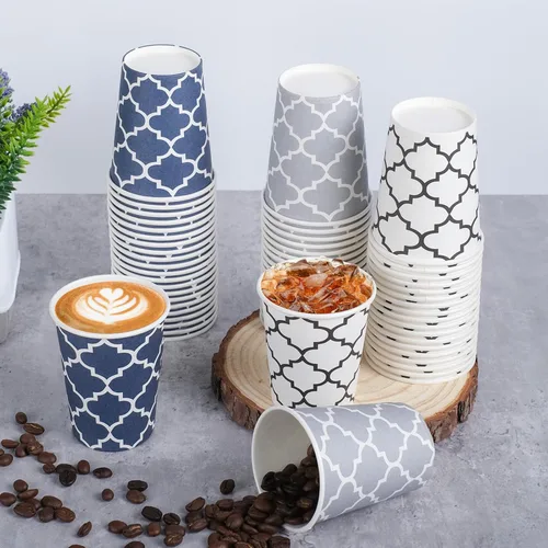 Miniatura 5 de Clawsoff Paquete de 300 Vasos de Papel de 8 oz, Vasos de Café Desechables de 8 OZ Coloridos para Bebidas Calientes/Frías para Oficina Fiesta Hogar