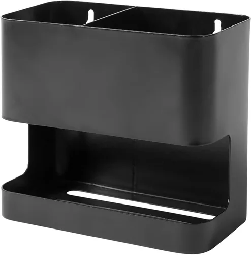 Miniatura 2 de Organizador de herramientas para el cabello MyGift con 2 ranuras, soporte negro de metal para rizador de pelo, organizador de accesorios de salón