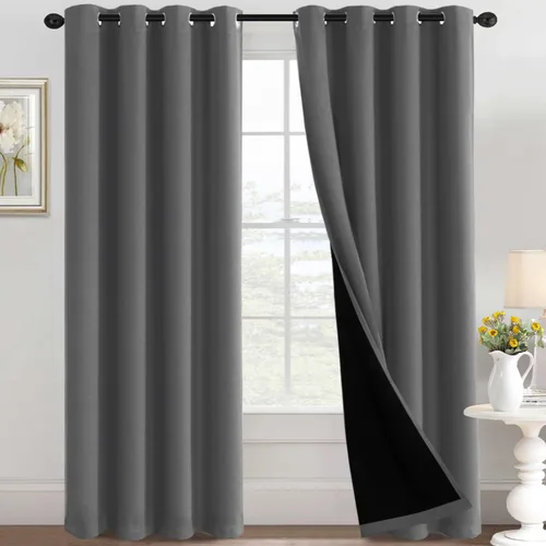 Miniatura 30 de H.VERSAILTEX Cortinas 100% de opacidad para dormitorio, con aislamiento térmico, cortinas opacas completas para sala de estar, cortinas de ventana