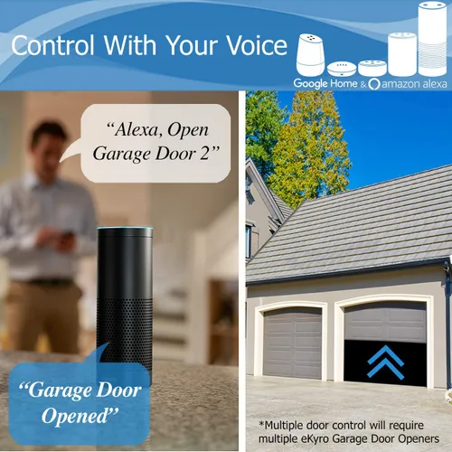 Miniatura 2 de eKyro Abridor inteligente de puerta de garaje - Controlador remoto universal WiFi compatible con Alexa, Google Home, iPhone, Siri, Android, alerta