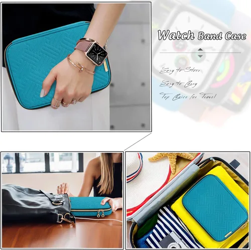 Miniatura 6 de Teamoy Estuche de almacenamiento para relojes - Con capacidad para 12 correas, bolsa organizadora de viaje compatible con todas las series de Verde