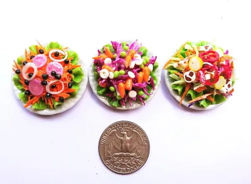 Miniatura 2 de 3 Ensalada Vegetariana Casa de muñecas Alimentos en miniatura, Comida diminuta, Coleccionables de muñecas, Comida para muñecas