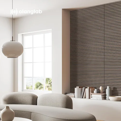 Miniatura 8 de Olanglab Paneles de pared acústicos de chapa de madera, paquete de 6, paneles de pared absorbentes de sonido de 23.6 x 47.2 pulgadas para decoración