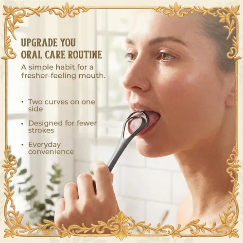 Miniatura 9 de MasterMedi Raspador de lengua negro con estuches (forma de cuchara, paquete de 2), limpiador de lengua para tratamiento del mal aliento, raspador