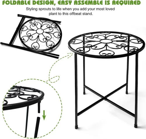 Miniatura 4 de KABB Soporte de metal para plantas, juego de macetas de 15 pulgadas de alto, moderno soporte de hierro redondo de 10 pulgadas a prueba de óxido