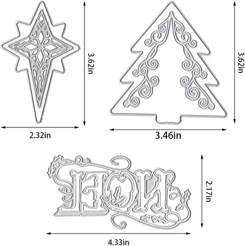 Miniatura 2 de Estivaux Marco de árbol de Navidad troquelado para hacer tarjetas, troqueles de corte de palabras de Noel de Navidad, plantillas de troqueles