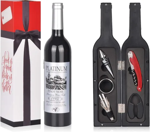 Miniatura 10 de Solaris Juego de regalo de accesorios de vino, 5 piezas de sacacorchos de lujo con elegante caja de regalo, regalo perfecto para vino de fiesta