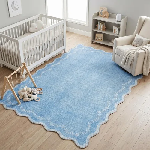 Miniatura 25 de GarveeHome 2.6x10 Alfombra Lavable con Bordes Ondulados para Cocina, Alfombra Larga de Pasillo Suave en Verde Oscuro, Alfombra Antideslizante