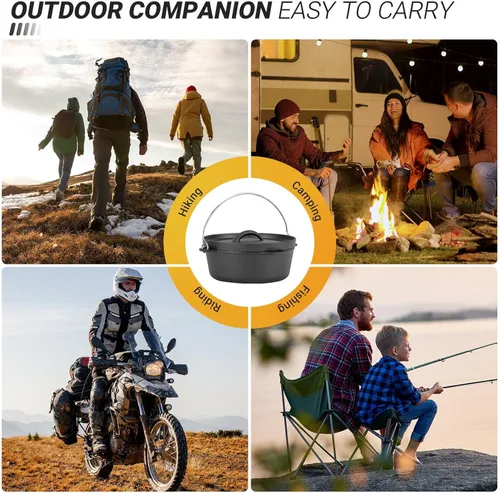 Miniatura 5 de Northriver Casting Olla de Horno Holandés de Hierro Fundido con Tapa, para Platos Pequeños, Guarniciones, Juego de Utensilios de Cocina de Camping