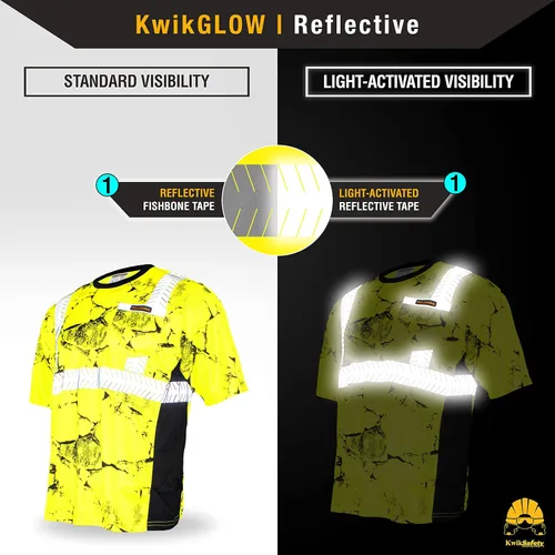 Miniatura 3 de KwikSafety - Charlotte, NC - Camisa de seguridad de manga corta para hombre renacentista [cinta reflectante de espina de pescado] Clase 2 ANSI OSHA