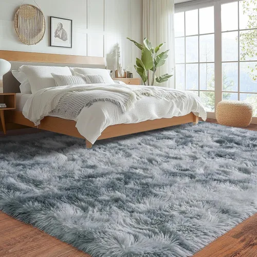 Miniatura 82 de Alfombras de área de 8x10 para sala de estar, alfombra shaggy grande ultra suave y esponjosa para dormitorio, alfombras de felpa mullida Blanco crema