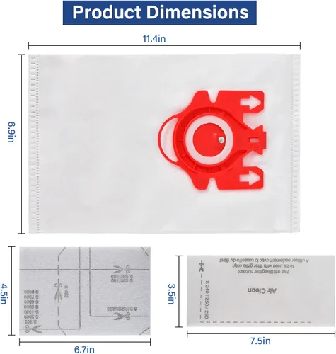 Miniatura 5 de Paquete de 18 bolsas de vacío 3D Airclean FJM de repuesto para aspiradora Miele Compact C1 tipo FJM, Compact C1, Compact C2, S6000-S6999