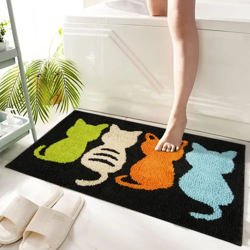 Miniatura 13 de Hi Space Alfombra de baño de 31.5 x 19.7 pulgadas, antideslizante, lavable a máquina, suave, absorbente, bonita, alfombra de baño de felpa