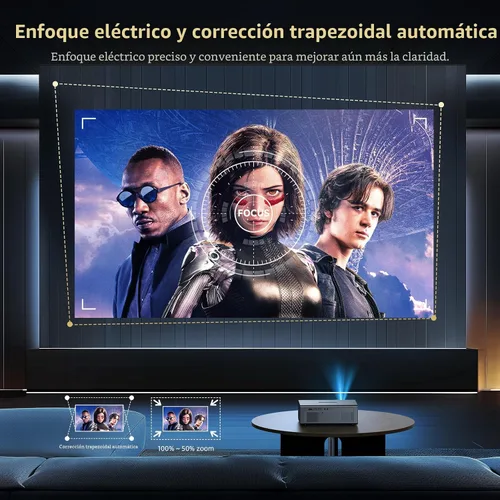 Miniatura 4 de [Compatible con Netflix y Dolby Audio] Proyector inteligente con WiFi6 y Bluetooth5.3, enfoque eléctrico y corrección automática keystone