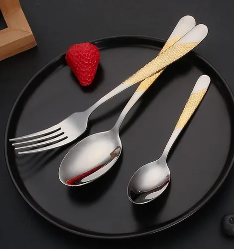 Miniatura 5 de Juego de cubiertos martillados para 16 cubiertos duraderos de acero inoxidable 18 10, 64 piezas de cubiertos delicados, tenedores y cucharas, juego
