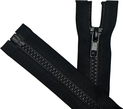 ANPURZII 2 cremalleras separadoras #5 de 36 pulgadas para coser abrigos, cremalleras de plástico moldeado negro a granel (negro 36" 2 unidades)