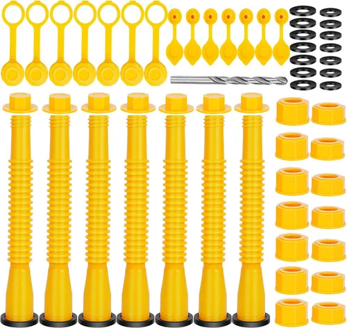 Godboy Kit de 7 Repuestos de Boquilla Amarilla para Bidón de Gasolina, Boquilla para Bidón de Gasolina, Boquilla de Vertido Flexible Adecuada para