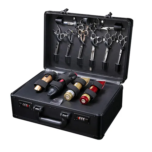 CNCEST Estuche de transporte para peluquería, kit de herramientas de peluquería grande para salón de belleza, estuche de transporte portátil de Negro