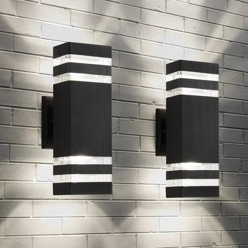 Luminaria para exteriores, moderna lámpara de pared para exteriores, aplique de pared exterior negro, luces impermeables para porche exterior para