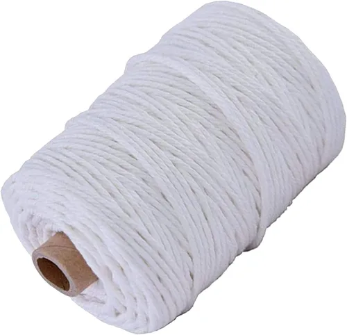 Miniatura 20 de Cordón de algodón para macramé, hilo torcido de 4 capas, cuerda de algodón natural, suministros perfectos de macramé, para hacer soportes colgantes