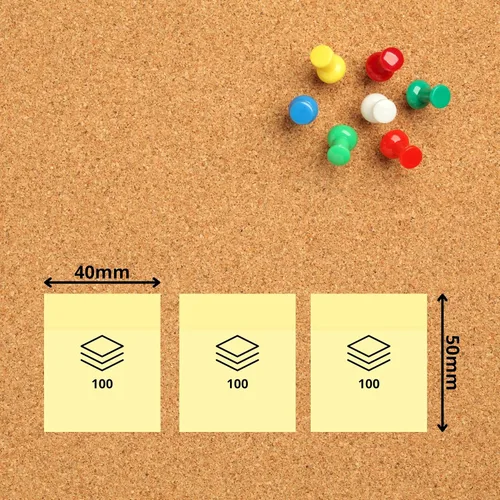Miniatura 2 de Plus Office 3 blocs de notas adhesivas amarillas Post-Its para oficina, universidad, para tomar notas rápidas y recordatorios, 3 blocs de 100 hojas
