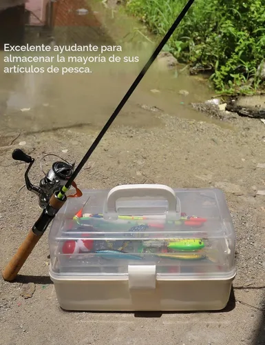 Miniatura 4 de Avlcoaky Caja de aparejos grande de 3 capas Caja de almacenamiento portátil de plástico Organizador de caja de aparejos de pesca Caja de aparejos