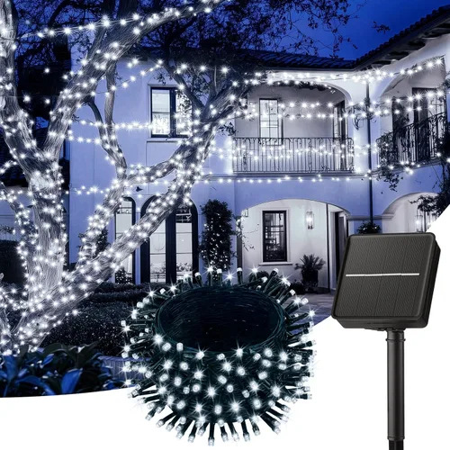 Miniatura 15 de Brightown Paquete de 2 luces solares de cadena para exterior, cada una de 46 pies, 120 luces LED, luces solares de cadena para exterior con 8 modos