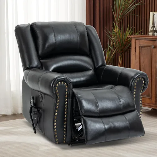 Miniatura 2 de Silla elevadora eléctrica de doble motor, silla reclinable plana con masaje y calor para personas mayores, control remoto, posición infinita, Negro