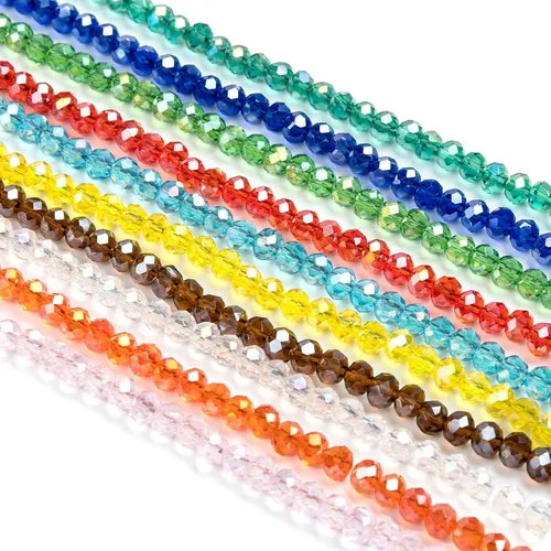 Miniatura 12 de Craftdady 10 hebras de cuentas de cristal galvanizado facetado de 0.157 pulgadas (0.157 in) chapadas en perlas brillantes pequeñas cuentas