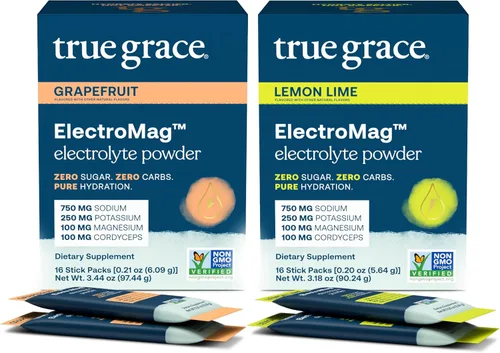 Miniatura 13 de True Grace ElectroMag - 16 paquetes de barras (paquete de 2) - Pomelo - Polvo de electrolitos para una hidratación rápida - sodio, potasio, magnesio
