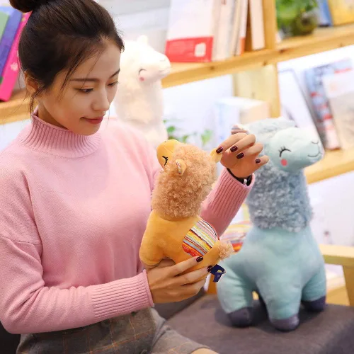 Miniatura 5 de Peluche de alpaca, lindos juguetes de peluche de alpaca, peluches esponjosos, regalo de peluche de llama para niños y amantes en Navidad, Marrón