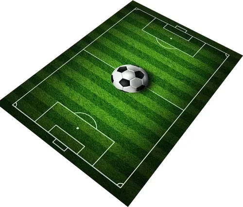 Miniatura 11 de Alfombra de campo de fútbol infantil de 2.6 x 4 pies para dormitorio de niños, alfombra de campo de fútbol verde antideslizante, alfombra