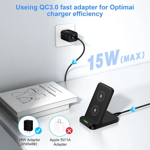 Miniatura 2 de Cargador inalámbrico para Samsung Soporte de carga rápida para Galaxy S26Ultra/S25 Plus/S24FE/S23/S22/S21, soporte de cargador de teléfono Negro