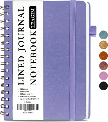 Miniatura 9 de LEAGIM Cuaderno rayado en espiral para mujeres y hombres, cuaderno de tapa dura con rayas universitarias para trabajo y toma de notas, diarios