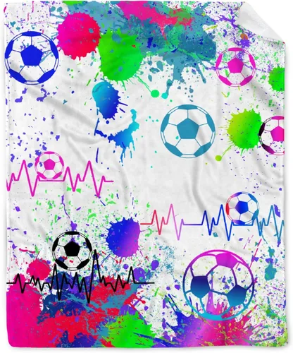 Miniatura 59 de Manta de fútbol para niñas, regalos de fútbol para niñas y niños, manta de franela de forro polar suave y cálida para niñas, regalos de fútbol